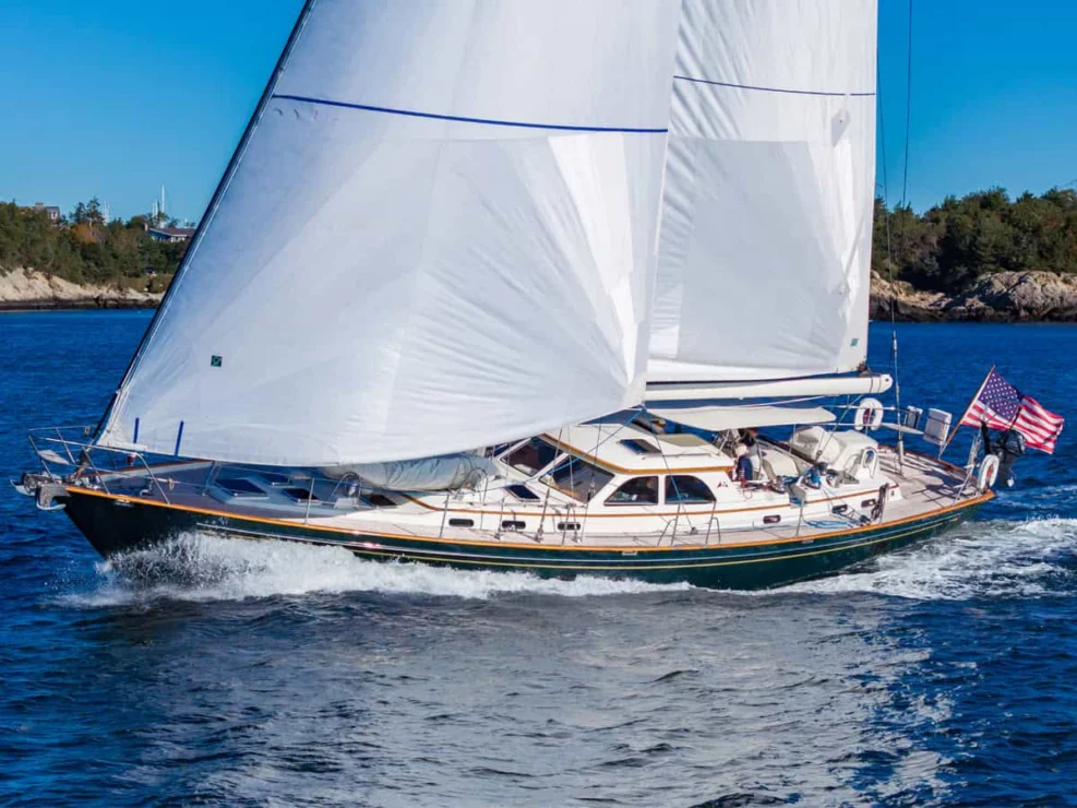 Lyman Morse 63 for sale under sail.