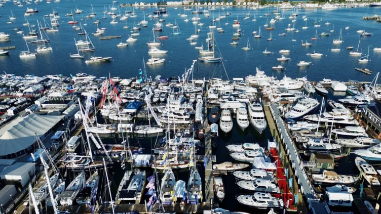 Newport International Boat Show image of Newport, RI harbor.