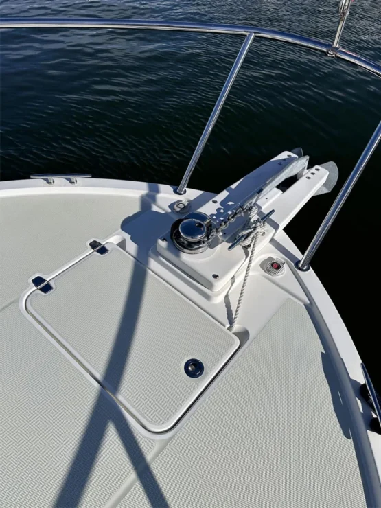 Image of 2016 Back Cove 30 REVERIE's foredeck with anchor.