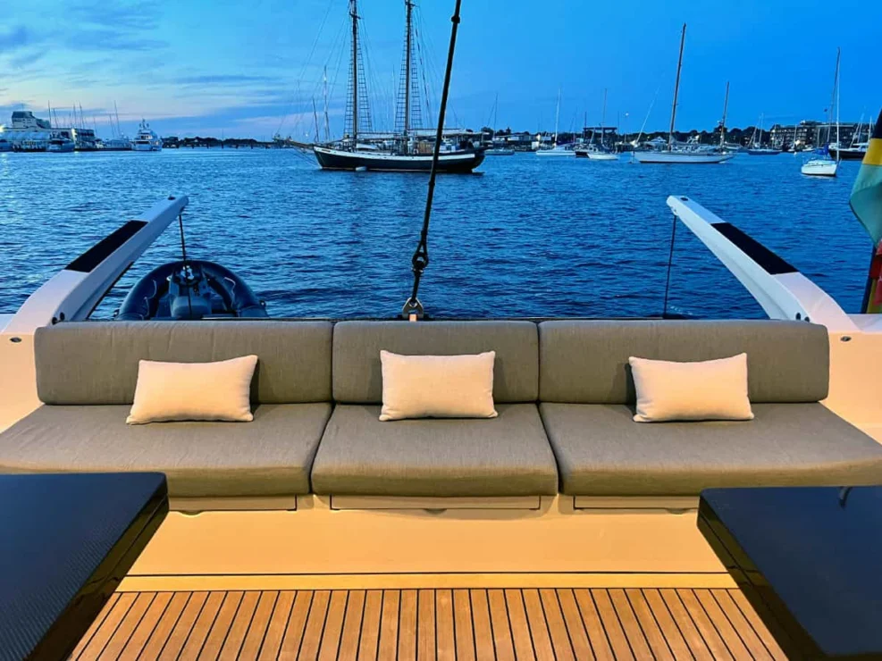 2014 Gunboat 60 for sale, rear seating.