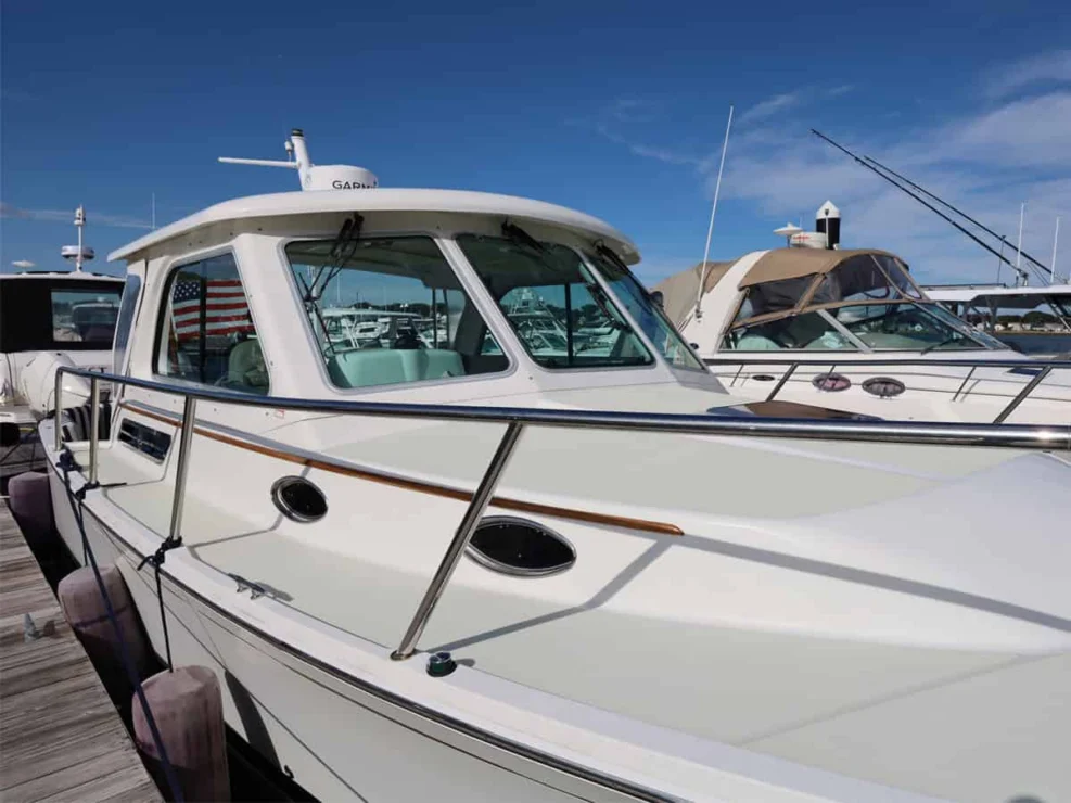 Image of 2016 Back Cove 30 REVERIE with view of trunk cabin and windshield.