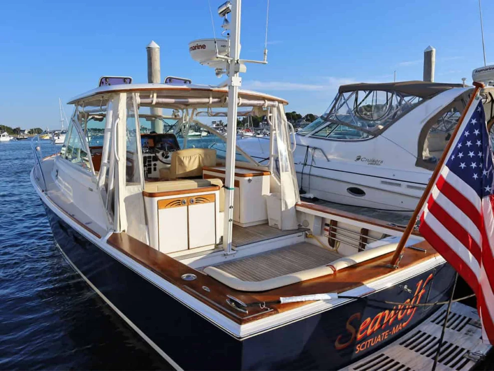 2003 Hunt Yachts Harrier 36, port quarter.