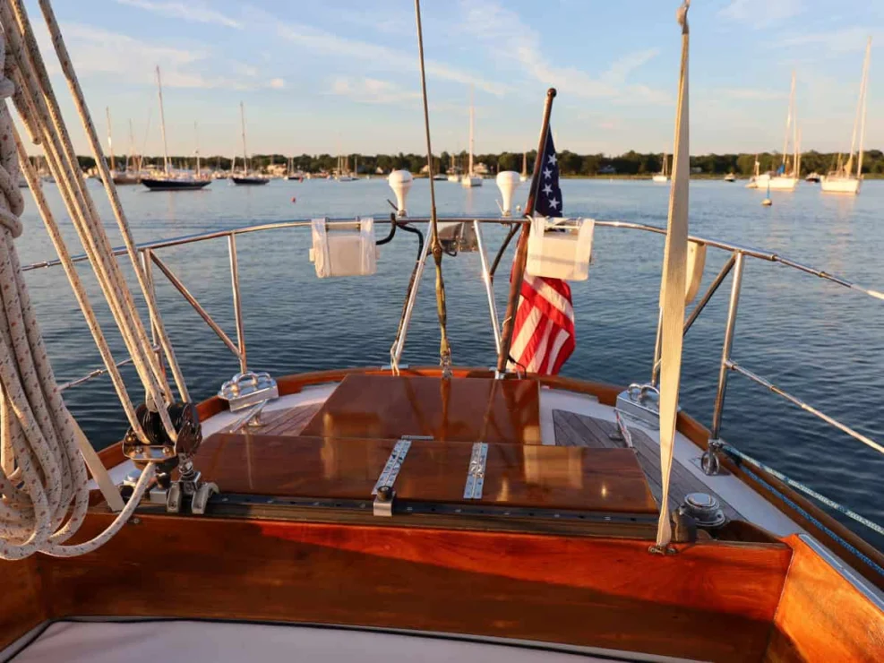 Image of MOONLIGHT, 1980 Hinckley Bermuda 40 MKII, looking aft to aft deck.