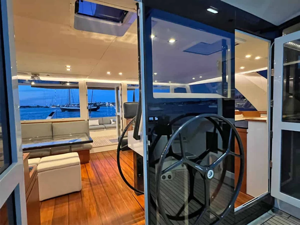2014 Gunboat 60 for sale - forward wheel looking aft.