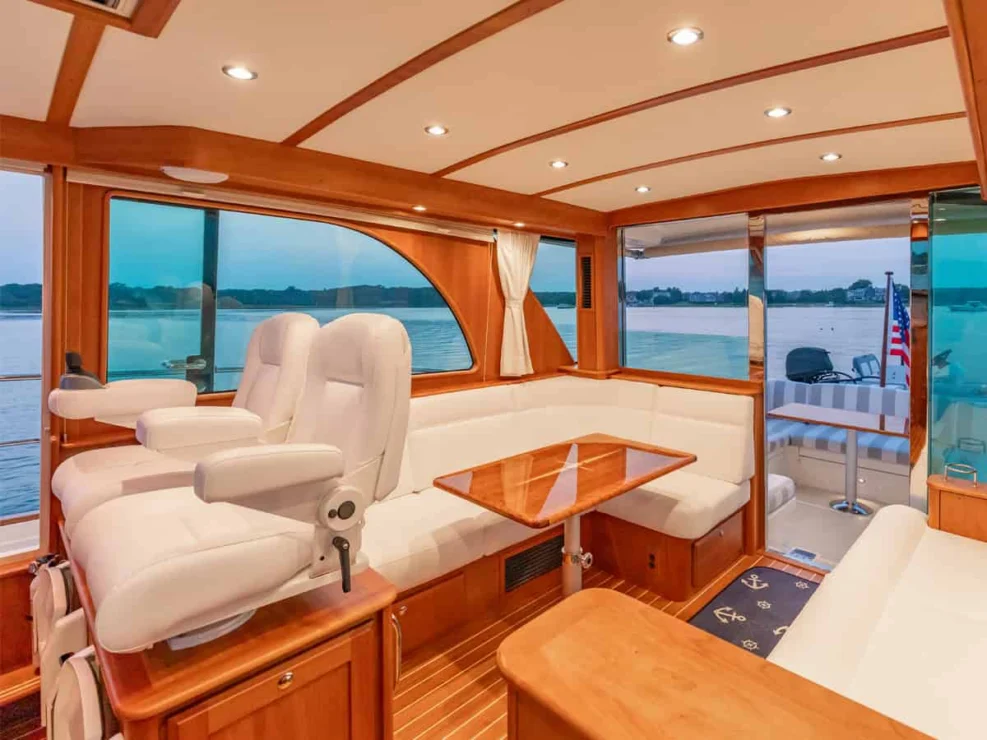 Sabre 45, Salt Therapy, view of salon, looking aft.