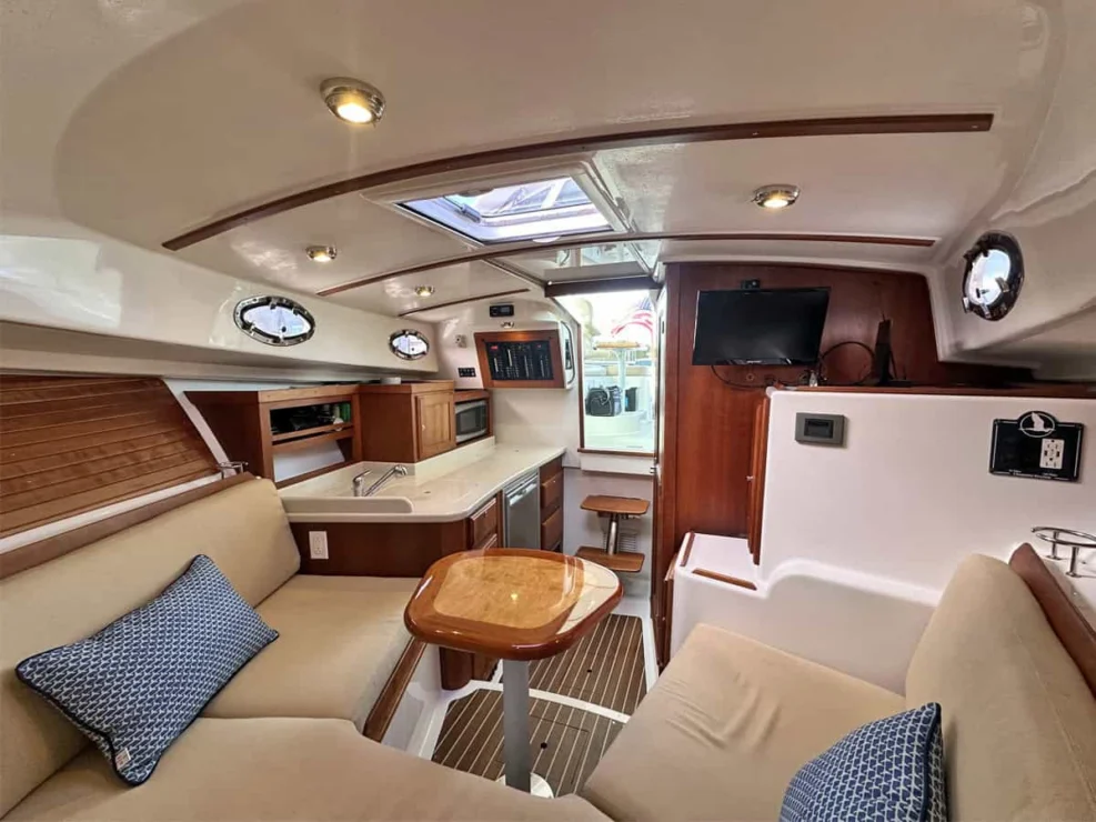 Image of 2016 Back Cove 30 REVERIE with view of interior looking aft to galley.