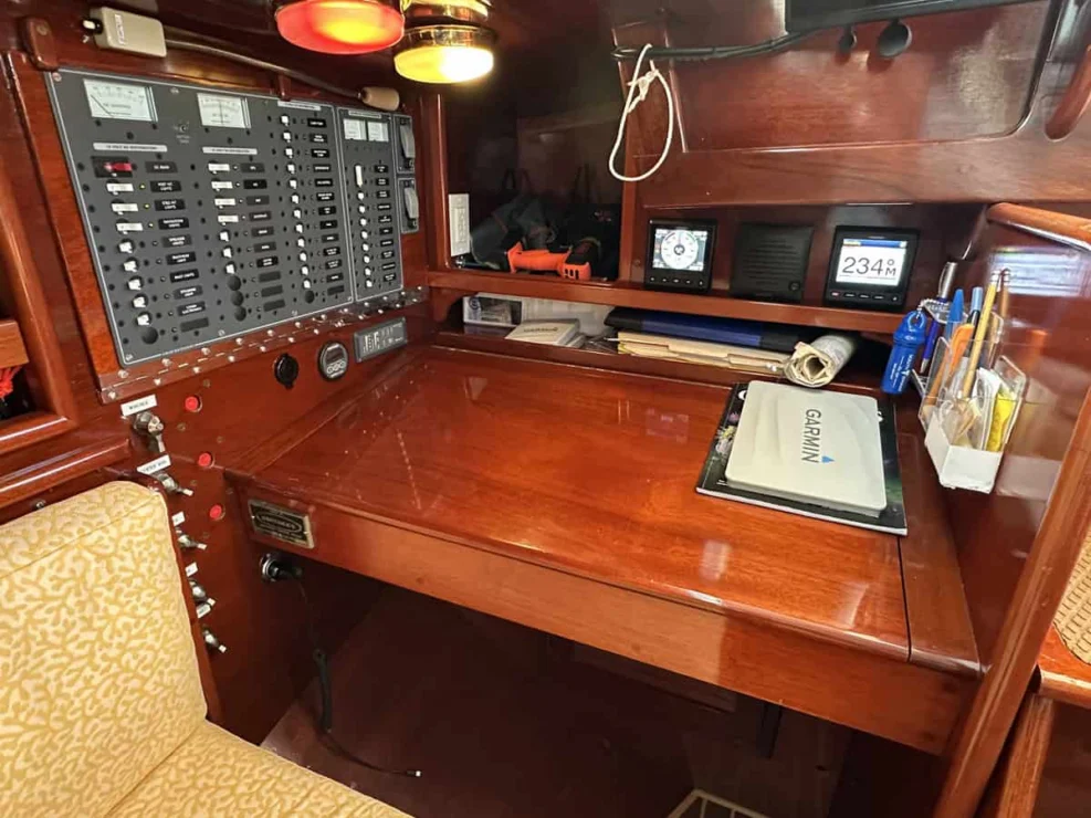 Image of MOONLIGHT, 1980 Hinckley Bermuda 40 MKII, view of navigation station.