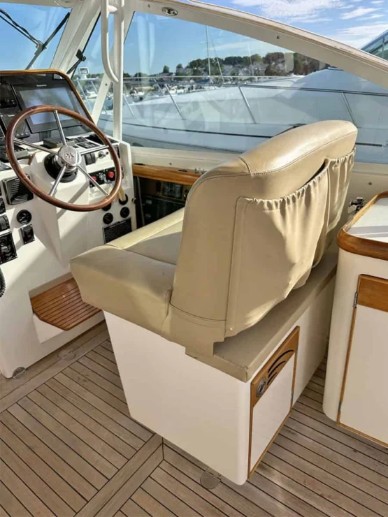 2003 Hunt Yachts Harrier 36, helm seat from aft.
