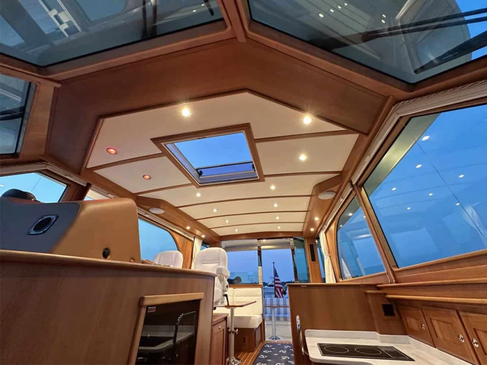 Sabre 45, Salt Therapy, view of salon headliner.