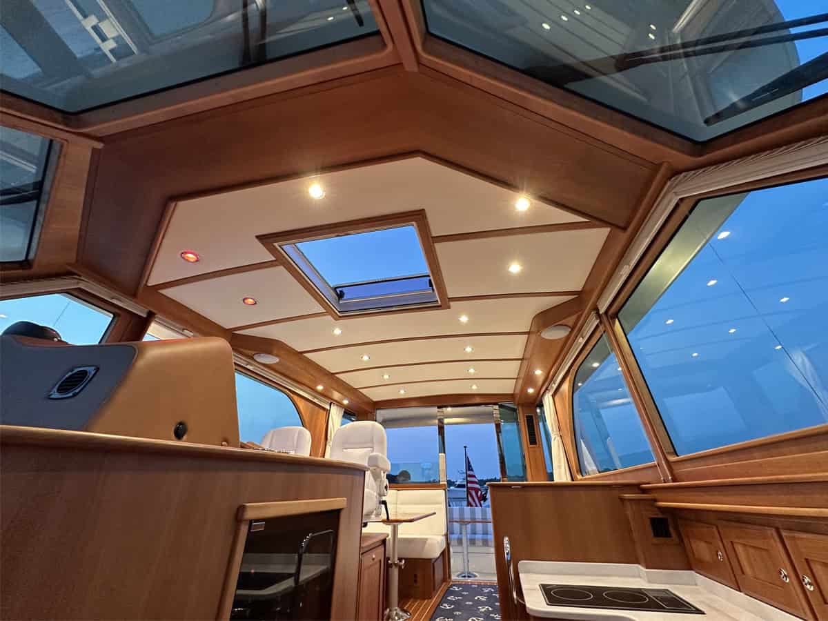 Sabre 45, Salt Therapy, view of salon headliner.