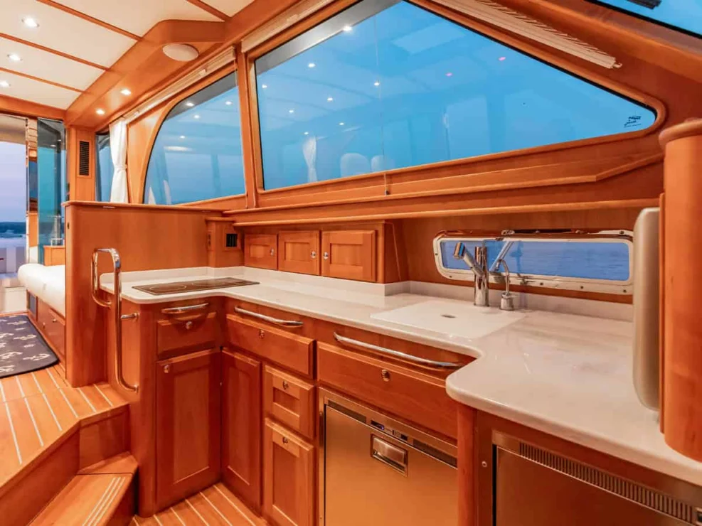 Sabre 45, Salt Therapy, view of galley looking aft.