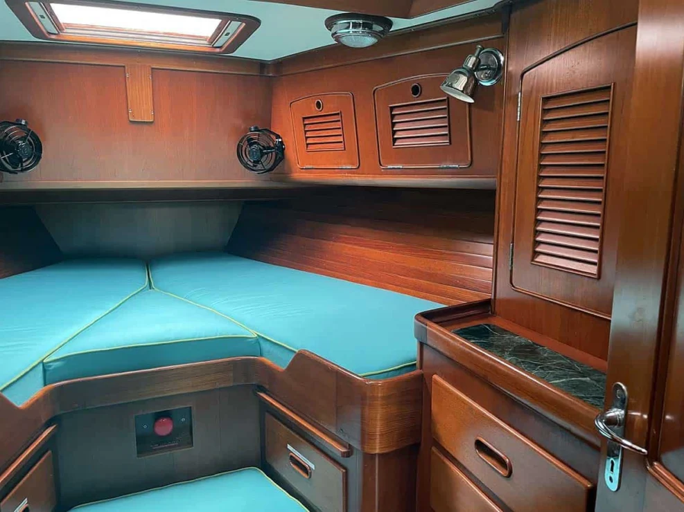 1990 Little Harbor 46 for sale, showing image of the forward cabin locker.