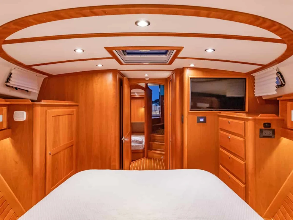 Sabre 45, Salt Therapy, master cabin looking aft from berth.
