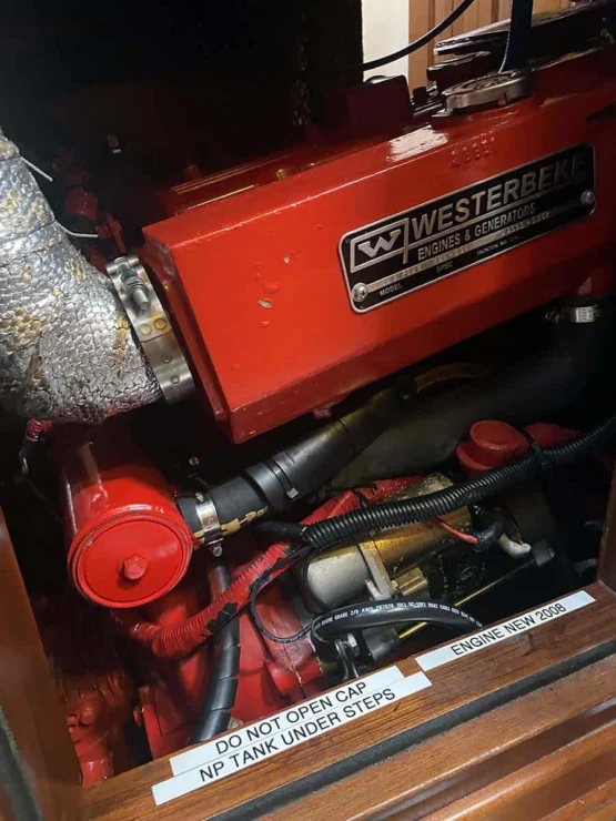 1990 Little Harbor 46 for sale, showing image of the Westerbeke engine.