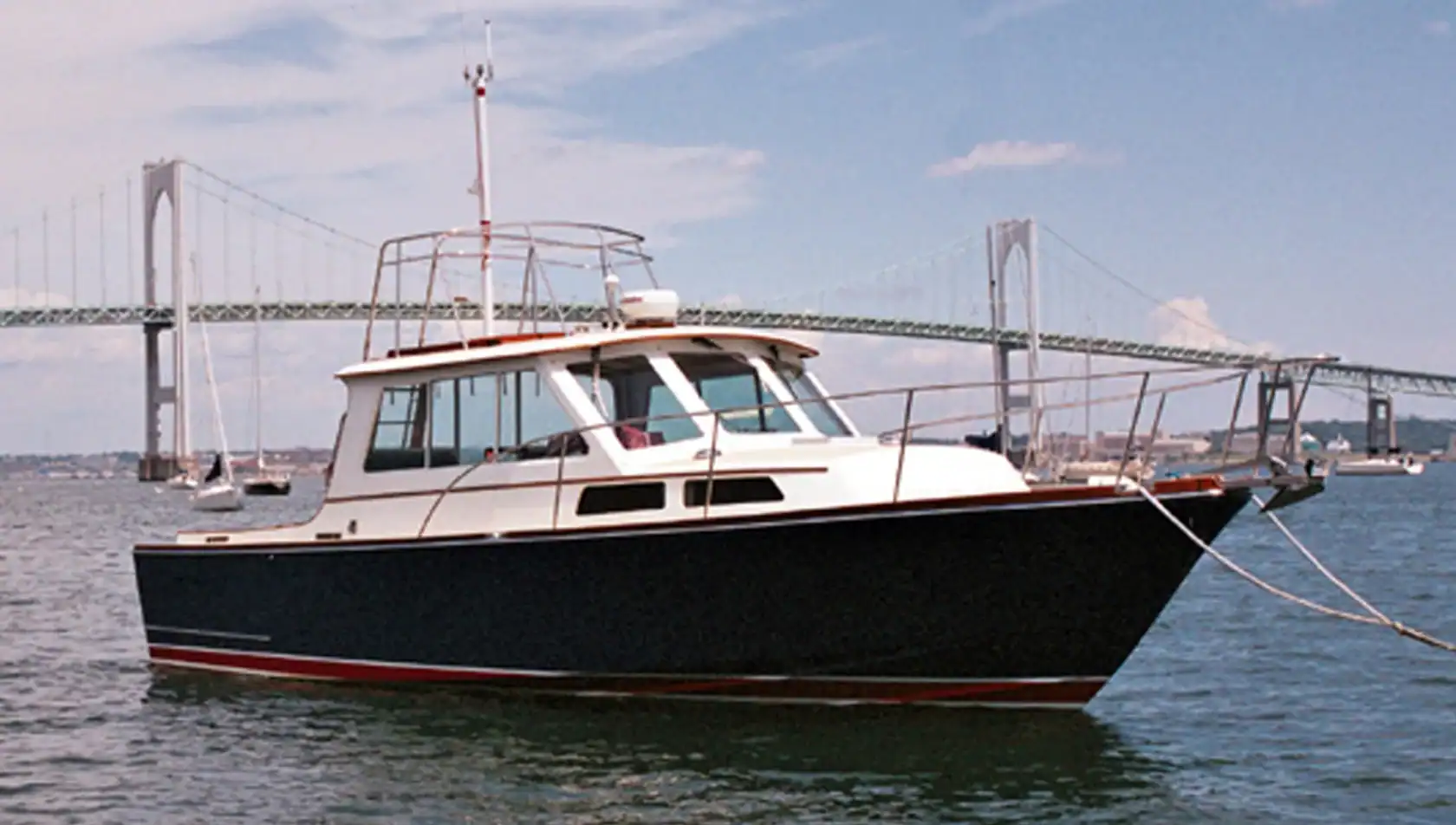 Lyman Morse 374 at anchor.