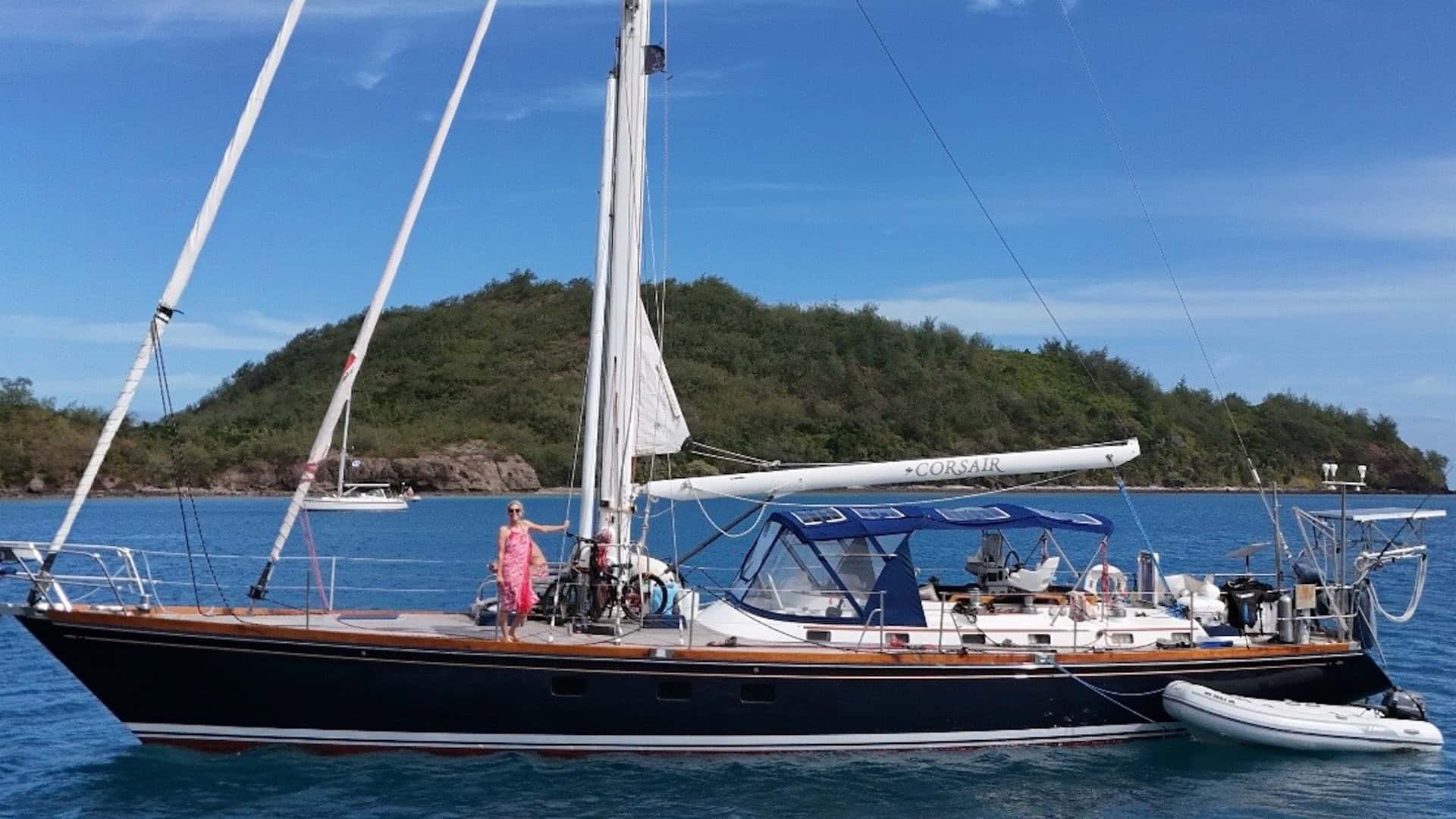 1994 Bristol Custom 57, port profile view on the water.