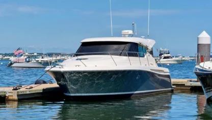 2020 Tiara C39 Coupe, bow view at dock.