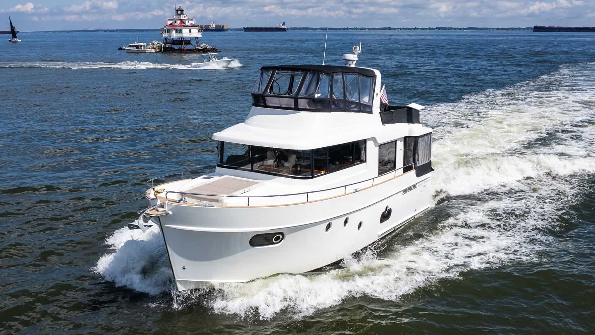 Beneteau Oceanis Swift Trawler 50 under power.