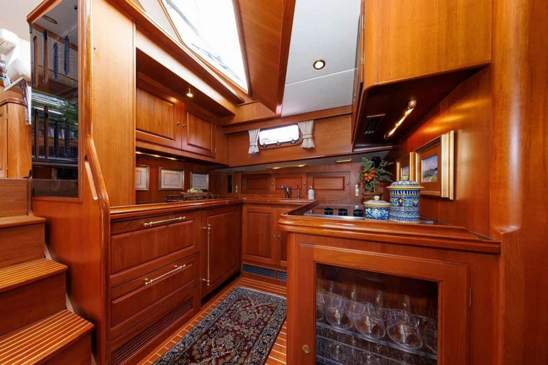 2008 Alden 52 Salon Express, galley.