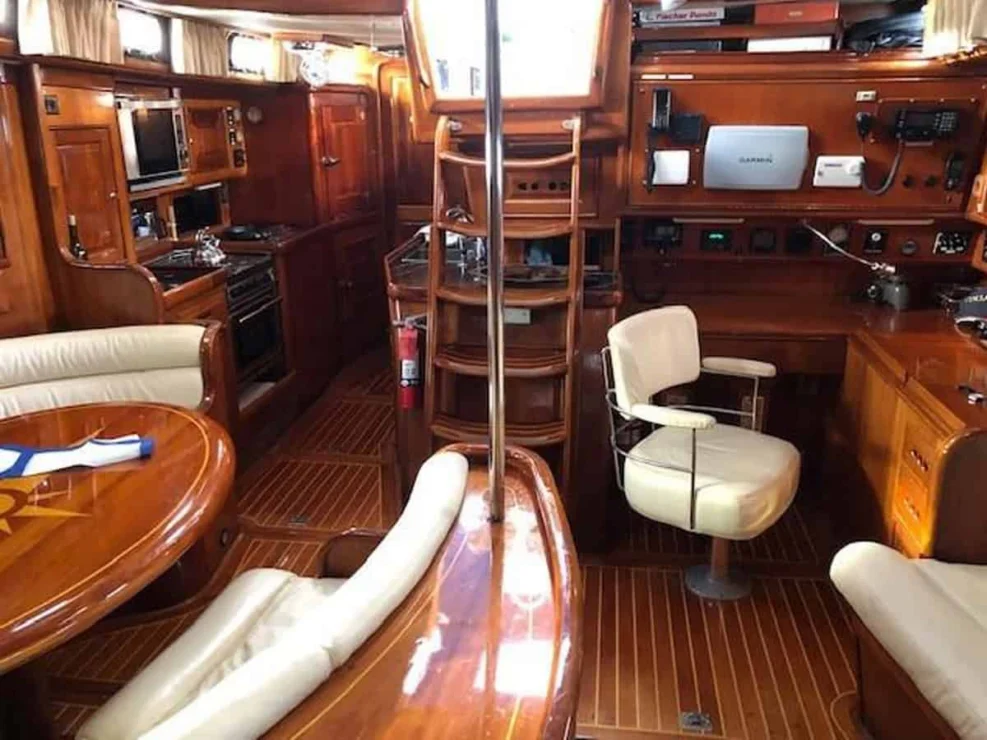 1994 Bristol Custom 57, main salon looking aft.