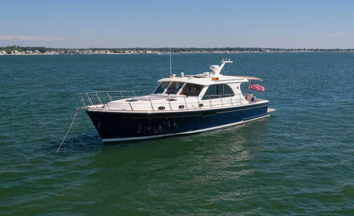 Grand Banks Eastbay 50, on anchor.
