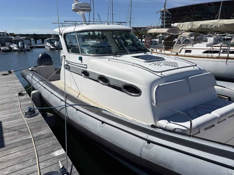 2011 Protector Tauranga 41 starboard midships at dock.