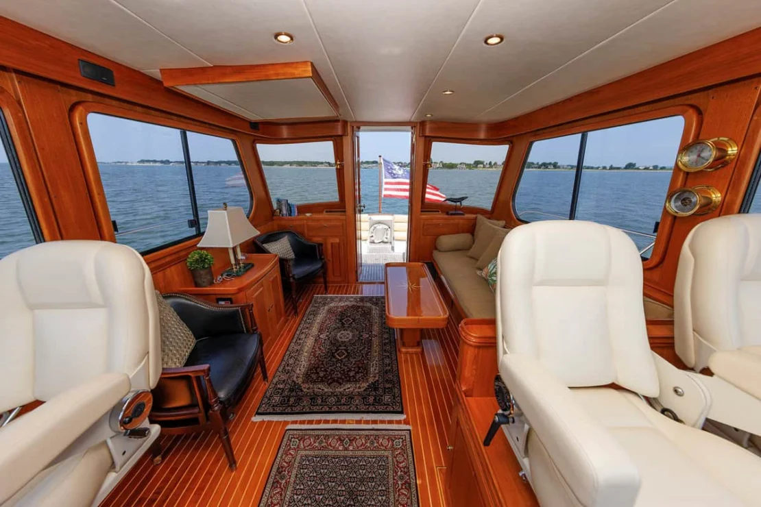 2008 Aden 52 Salon Express, pilot house looking aft.