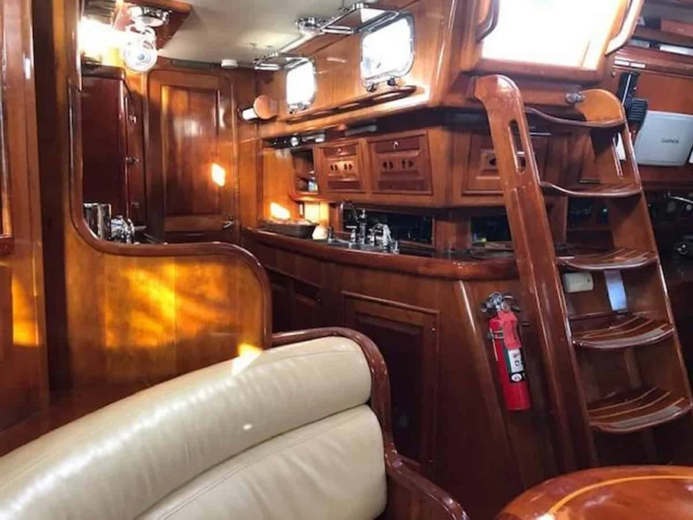 1994 Bristol Custom 57, main salon looking to starboard aft.