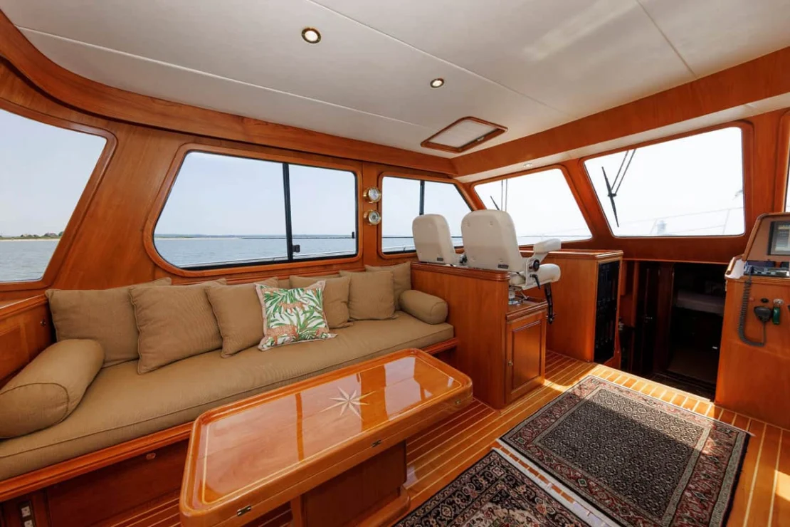 2008 Aden 52 Salon Express, pilot house, port side.