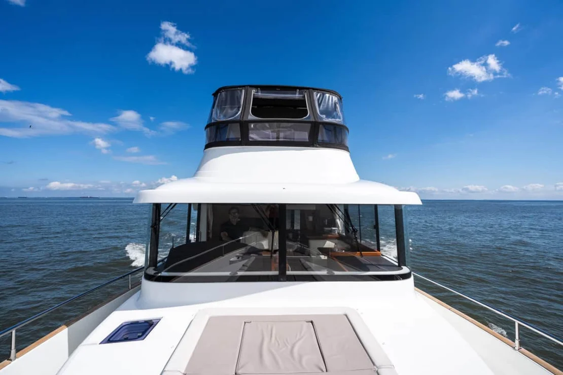 Beneteau Oceanis Swift Trawler 50 foredeck looking aft.