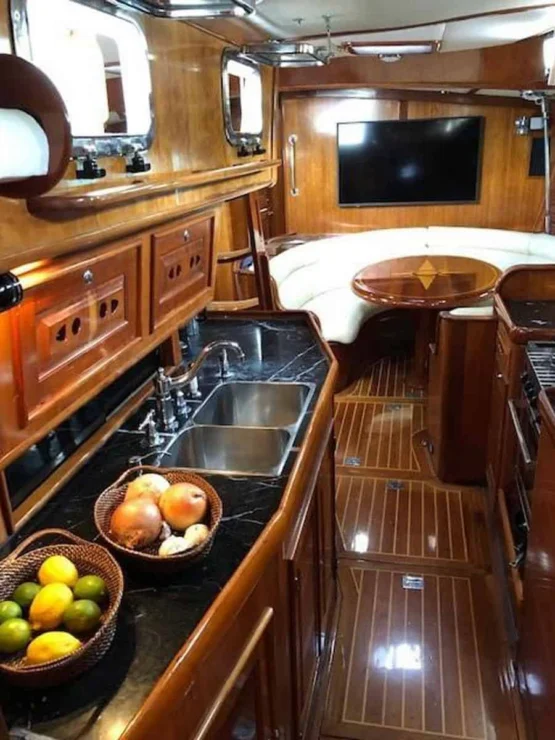 1994 Bristol Custom 57, galley and forward.