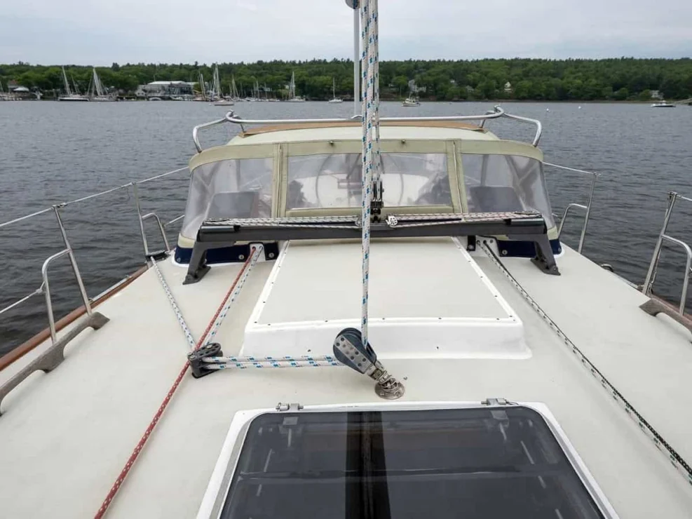 1983 Morris Ocean Series 44 looking aft to dodger.