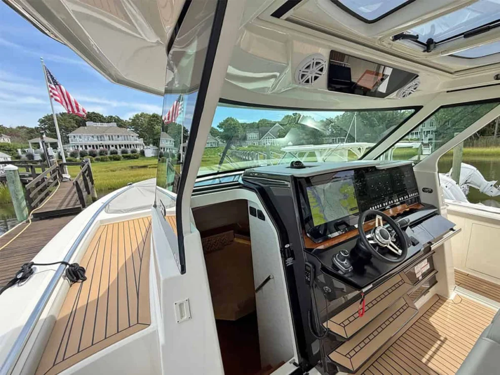 2022 Tiara 48LS, side deck to helm.