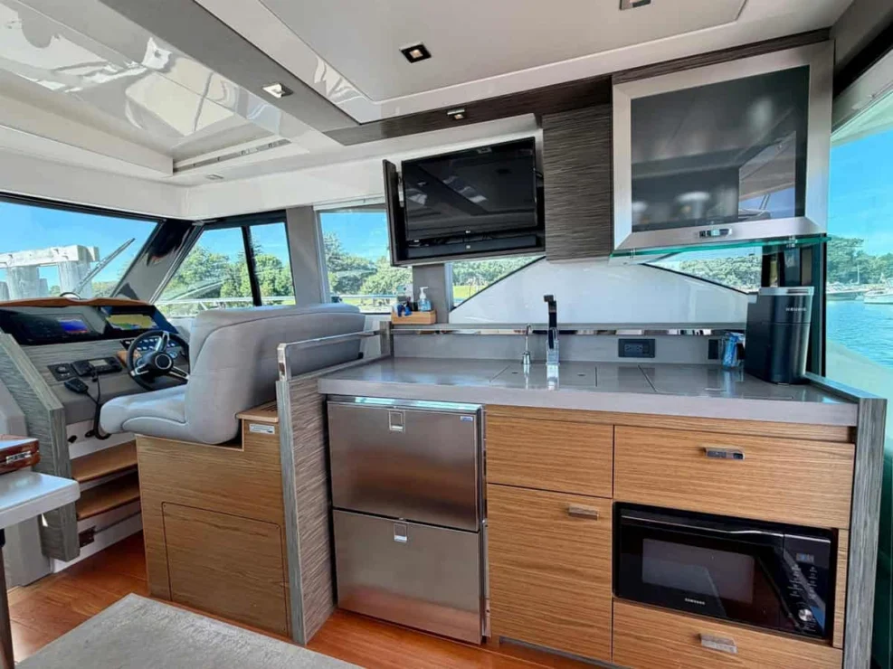 2020 Tiara C39 Coupe, galley storage and appliances.