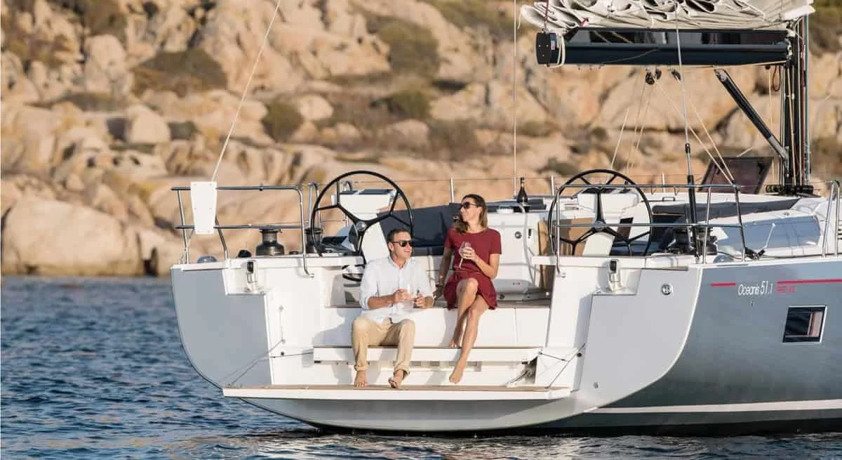Beneteau Oceanis 51, view of seating at transom.