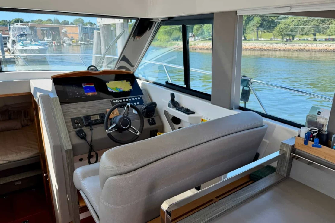 2020 Tiara C39 Coupe, helm to starboard.