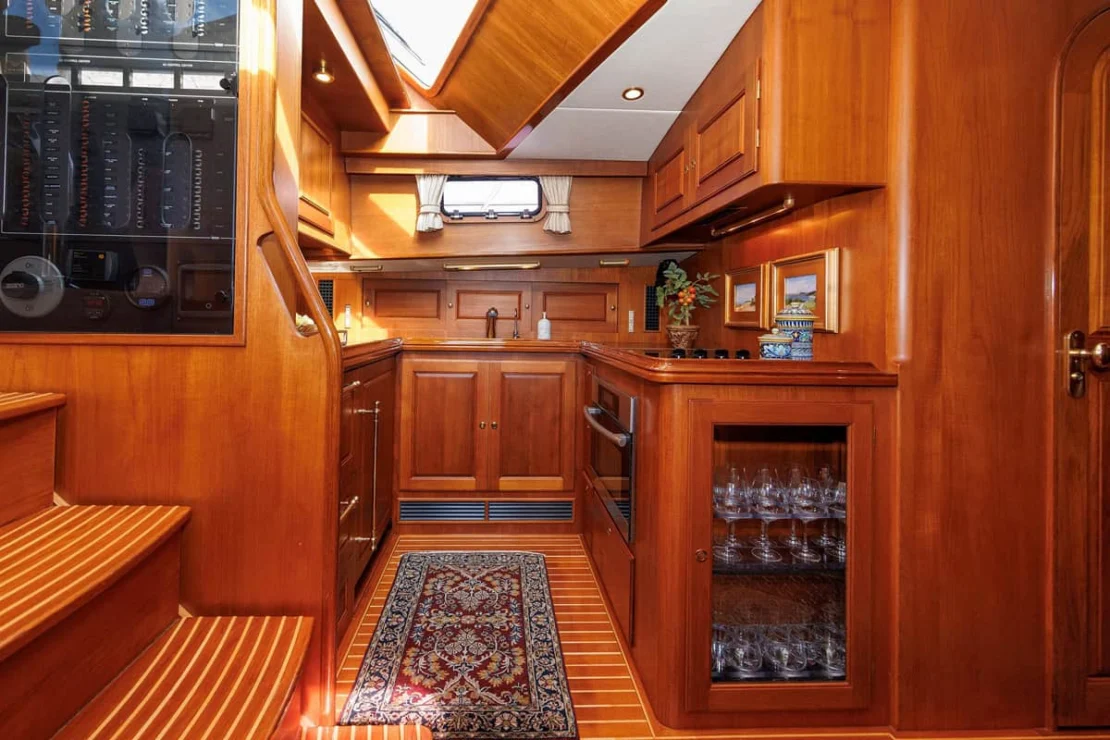 2008 Aden 52 Salon Express, galley side view.