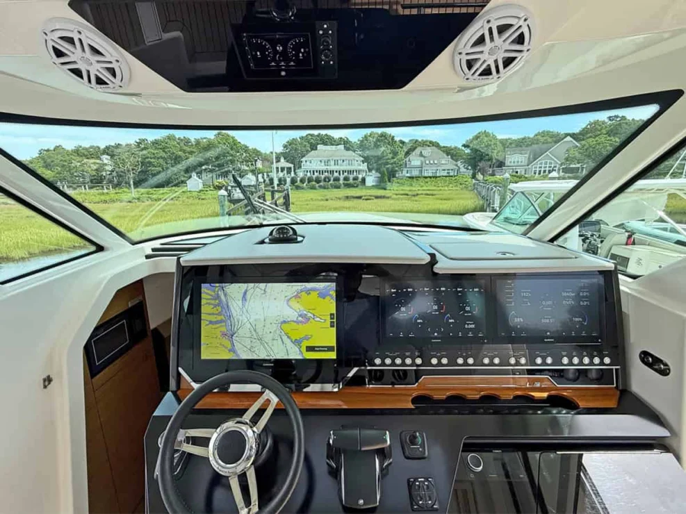 2022 Tiara 48LS, windshield and overhead.