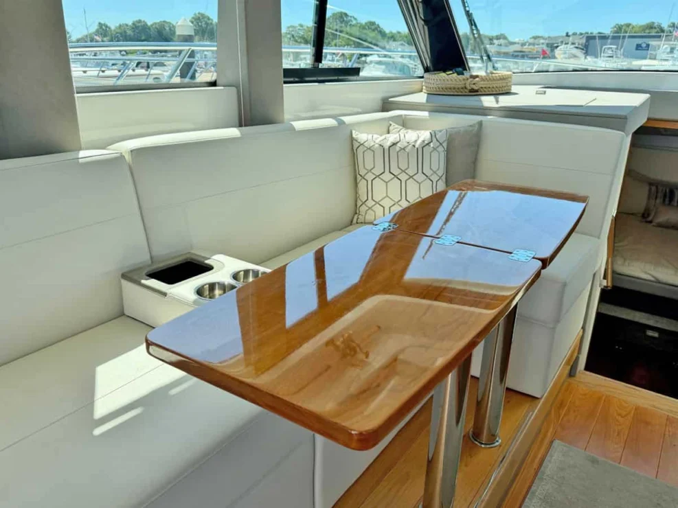 2020 Tiara C39 Coupe, salon table extended.