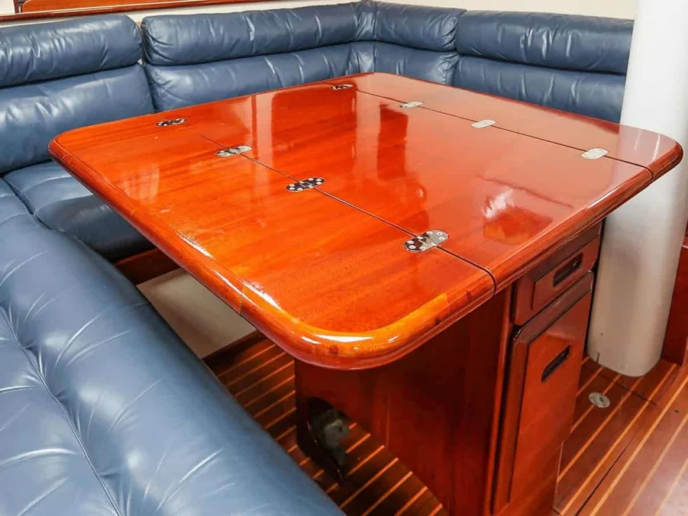 1983 Morris Ocean Series 44 salon table expanded.