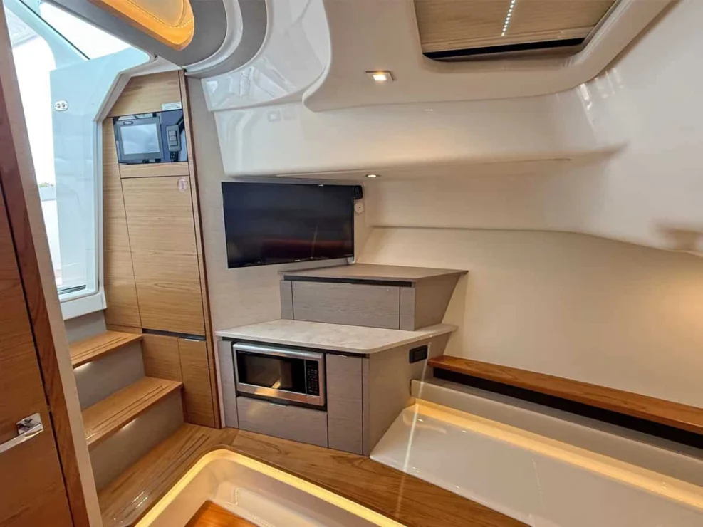 2022 Tiara 48LS, forward cabin detail.