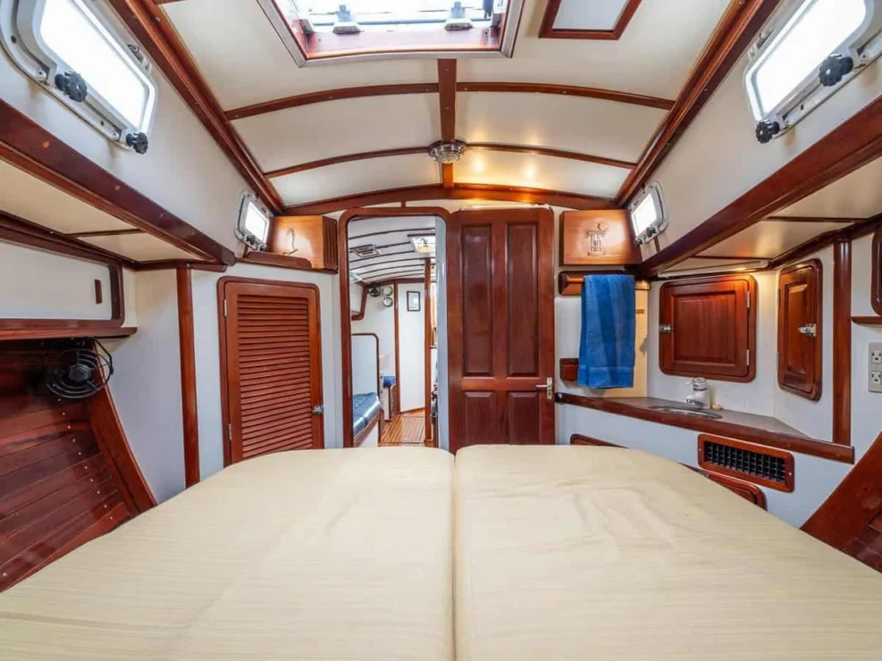 1983 Morris Ocean Series 44 forward berth looking aft.