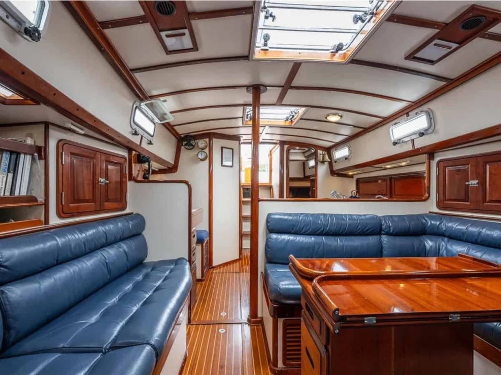 1983 Morris Ocean Series 44 salon looking aft.