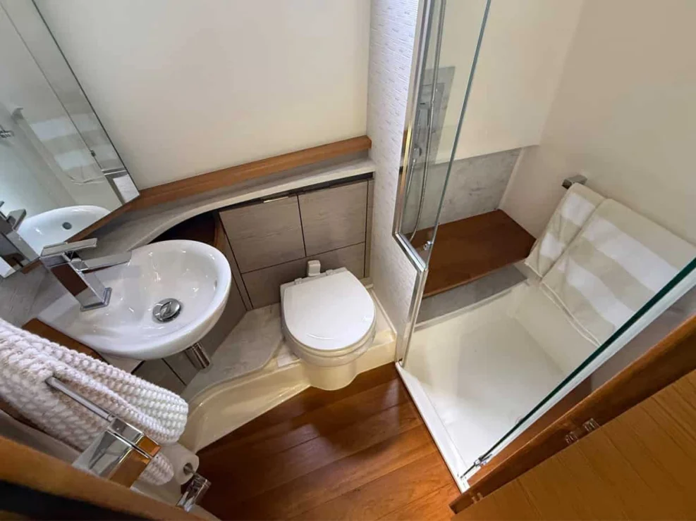 2022 Tiara 48LS, shower stall.