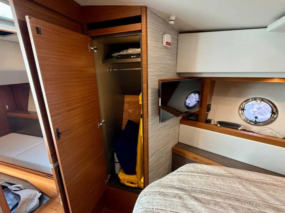 2020 Tiara C39 Coupe, primary cabin storage.