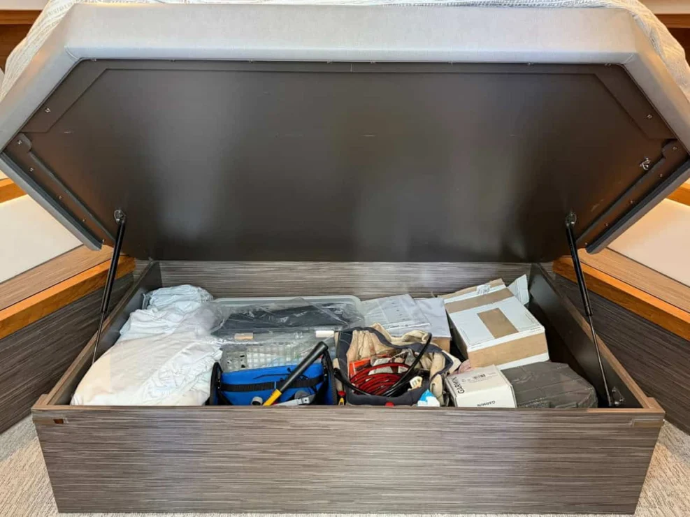 2020 Tiara C39 Coupe, primary cabin under berth.