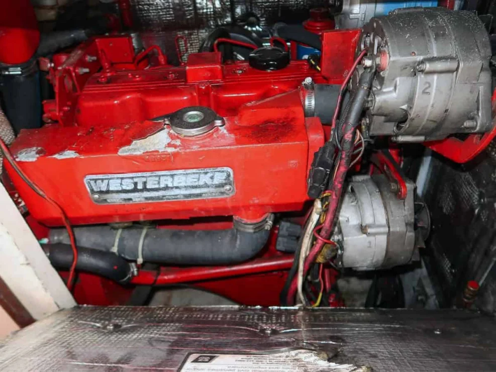 1983 Morris Ocean Series 44 red Westerbeke engine.
