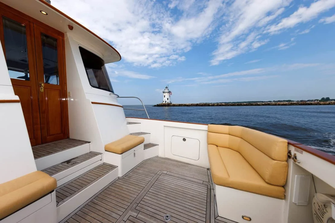 2008 Aden 52 Salon Express, cockpit to starboard.