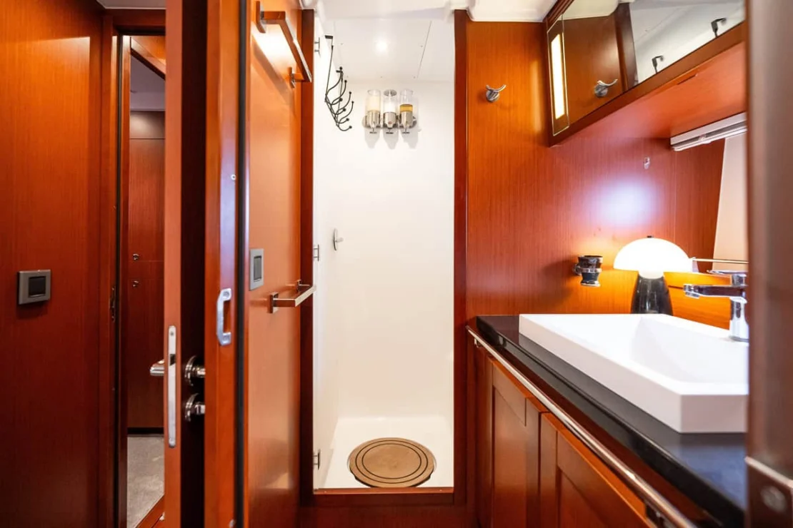 Beneteau Oceanis Swift Trawler 50 owner's ensuite head and shower.