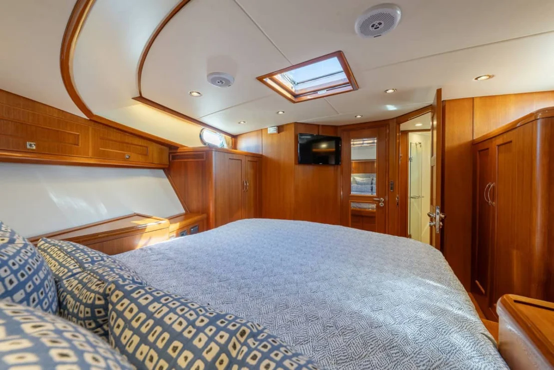 Grand Banks Eastbay 50, owner stateroom looking aft.